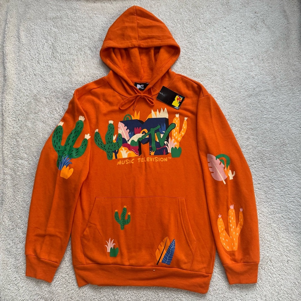 MTV Orange Cactus Hoodie Size Small
